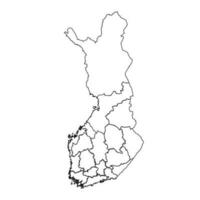 contour esquisser carte de Finlande avec États et villes vecteur