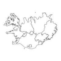 contour esquisser carte de Islande avec États et villes vecteur