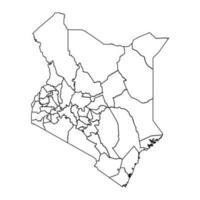 contour esquisser carte de Kenya avec États et villes vecteur