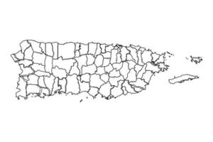 contour esquisser carte de puerto rico avec États et villes vecteur