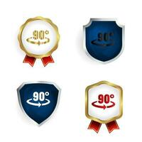 abstrait 90 diplôme tourner badge et étiquette collection vecteur