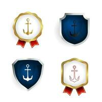 abstrait bateau ancre badge et étiquette collection vecteur