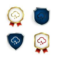 abstrait nuage pluie badge et étiquette collection vecteur