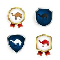 abstrait plat chameau animal badge et étiquette collection vecteur