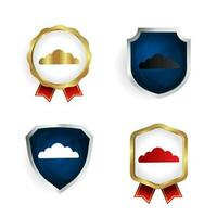 abstrait plat des nuages badge et étiquette collection vecteur