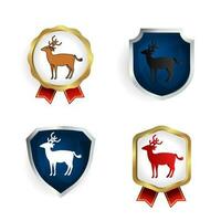abstrait plat cerf animal badge et étiquette collection vecteur