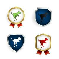 abstrait plat gorgosaure dinosaure badge et étiquette collection vecteur