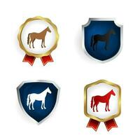 abstrait plat cheval animal badge et étiquette collection vecteur