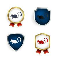 abstrait plat Souris animal badge et étiquette collection vecteur