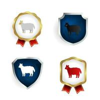abstrait plat mouton animal badge et étiquette collection vecteur