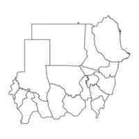 contour esquisser carte de Soudan avec États et villes vecteur