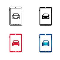 abstrait voiture sur tablette silhouette illustration vecteur