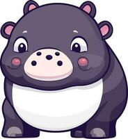 mignonne bébé hippopotame dessin animé sur blanc Contexte vecteur