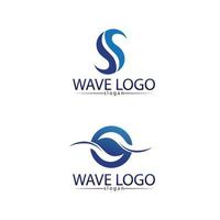 application d'icônes de modèle de logo et de symboles de plage de vagues et d'eau bleue vecteur