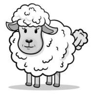 coloration page contour de dessin animé mouton ou agneau. ferme animaux. coloration livre pour enfants.noir contour main tiré dessin animé mouton sur une blanc Contexte. vecteur