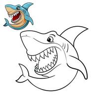 requin coloration page pour Facile conception ou coloration livres éducation requin ligne art vecteur