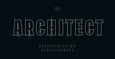 architecte alphabet, plan géométrique des lettres, construction plan Police de caractère pour ingénierie logo, rédaction projet gros titre, bâtiment sol plan typographie, cad faute de frappe graphique. vecteur typographique conception