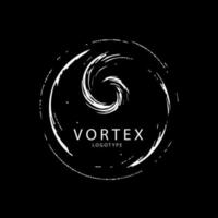 minimaliste tornade logo modèle de vortex silhouette sur noir arrière-plan, ouragan logotype concept, typhon emblème. vecteur illustration.