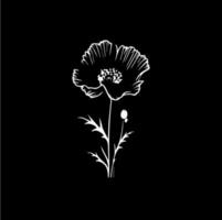 coquelicot fleur logo modèle, blanc icône de fleur coquelicot pétales silhouette sur noir arrière-plan, boutique logotype concept, cosmétique emblème, tatouage. vecteur illustration