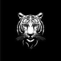 tigre tête dotwork tatouage avec points ombres, profondeur illusion, pourboire tatouage. main dessin sauvage animal emblème sur noir Contexte pour corps art, minimaliste esquisser monochrome logo. vecteur illustration