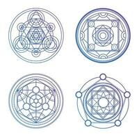 ensemble de 4 violet alchimie cercles. la magie géométrique cercles vecteur