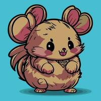 mignonne graisse Souris kawaii, vecteur dessin animé mascotte illustration