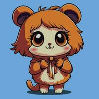 mignonne kawaii chibi animaux. hamster dessin animé personnage. magnifique femelle hamster vecteur