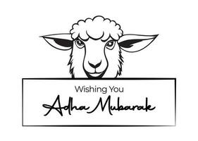 souhaitant vous content adha mubarak eid salutation conception avec une mouton dessin animé dessin Facile et mignonne vecteur conception prêt pour coloration