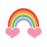 mignonne arc en ciel dans lgbtq drapeau couleurs avec cœurs. lgbtq communauté, fierté mois, l'amour est l'amour. vecteur