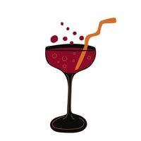 rouge cocktail pour Halloween martini globe oculaire décoration effrayant. vecteur illustration. plat style