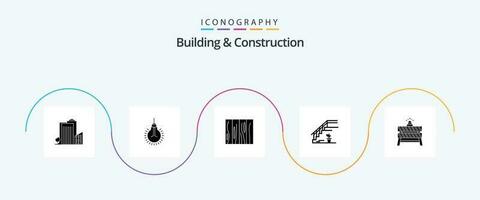 bâtiment et construction glyphe 5 icône pack comprenant à l'étage. texture. conseils. bois. intérieur vecteur