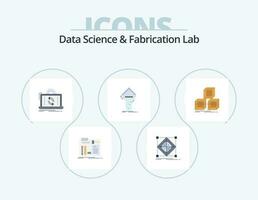 Les données science et fabrication laboratoire plat icône pack 5 icône conception. étude. chimie. modèle. synchroniser. une analyse vecteur