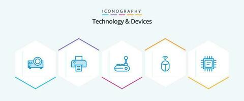 dispositifs 25 bleu icône pack comprenant . puce électronique. joie tampon. CPU. Wifi vecteur