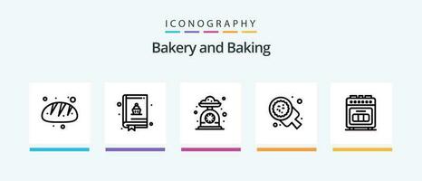 cuisson ligne 5 icône pack comprenant gâteau. restaurant. Donut. cuisiner. chef. Créatif Icônes conception vecteur