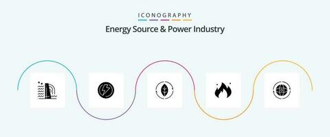 énergie la source et Puissance industrie glyphe 5 icône pack comprenant globe. huile. pouvoir. industrie. Puissance vecteur
