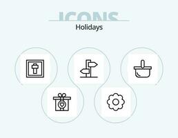 vacances ligne icône pack 5 icône conception. panneau. Noël. été. pique-nique. nourriture vecteur