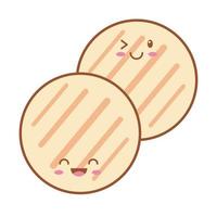 icône de style de ligne et de remplissage de biscuits sucrés kawaii vecteur