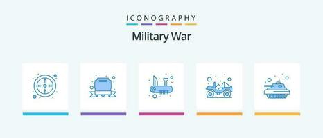 militaire guerre bleu 5 icône pack comprenant militaire. véhicule. armée. transport. jeep. Créatif Icônes conception vecteur
