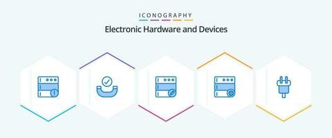 dispositifs 25 bleu icône pack comprenant . électrique. serveur. corde. charge vecteur