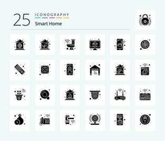 intelligent Accueil 25 solide glyphe icône pack comprenant moniteur. maison. maison. ordinateur. robot vecteur