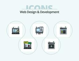 la toile conception et développement ligne rempli icône pack 5 icône conception. API. recherche. codage. engrenage. fichier vecteur