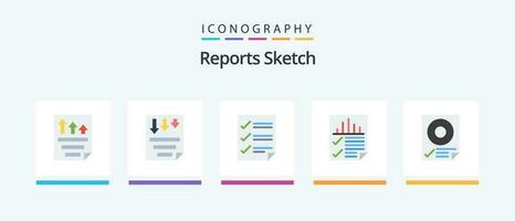rapports esquisser plat 5 icône pack comprenant page. données. papier. rapport. document. Créatif Icônes conception vecteur
