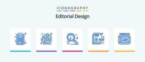 éditorial conception bleu 5 icône pack comprenant tablette. art. amplifier. contenu gestion. concept. Créatif Icônes conception vecteur