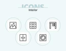 intérieur ligne icône pack 5 icône conception. intérieur. chaise. intérieur. lumière. intérieur vecteur