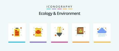 écologie et environnement plat 5 icône pack comprenant rapport. la nature. électrique. connaissance. éducation. Créatif Icônes conception vecteur