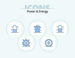 Puissance et énergie bleu icône pack 5 icône conception. batterie. pouvoir. charge. ordures. poubelle vecteur