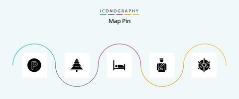 carte épingle glyphe 5 icône pack comprenant . navire roue. patient. bateau. un service vecteur