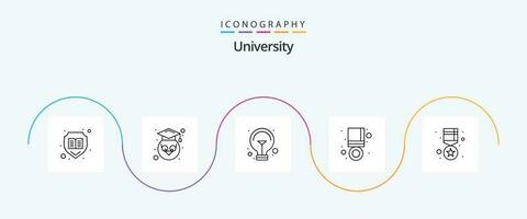 Université ligne 5 icône pack comprenant médaille. succès. ampoule. médaille. atteindre vecteur