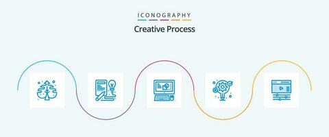 Créatif processus bleu 5 icône pack comprenant page. processus. ordinateur. créatif. idée vecteur
