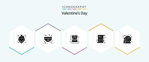 valentines journée 25 glyphe icône pack comprenant marier. inviter. romance. cœur. mariage vecteur